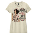 Off White -nurse-themed graphic t-shirt featuring vintage artwork and the phrase "I Promised to Save Your Life, My Life Was Never Part of the Deal."